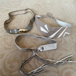 THREE Stylish Women's Leather Belts- Tan and cream